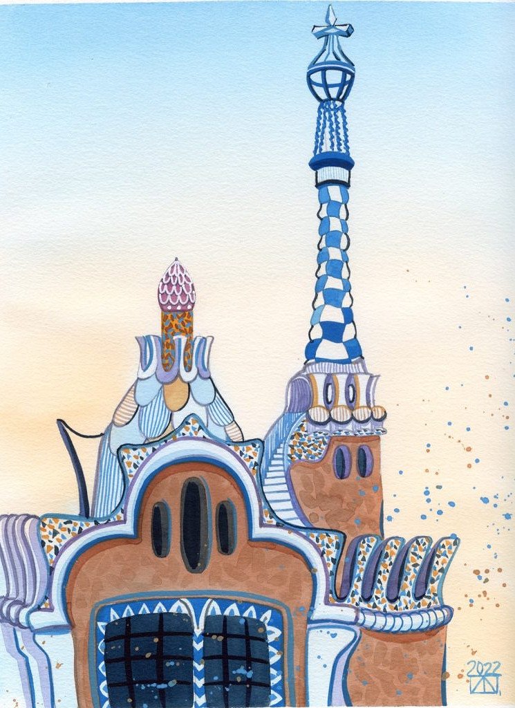 Barcelona en Acuarela - Obra original de Anastasia Zueva