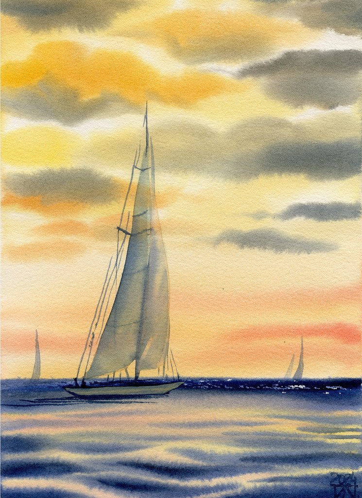 Sol y Mar Collection: A Journey Through Sunset Waters - Obra original de Anastasia Zueva