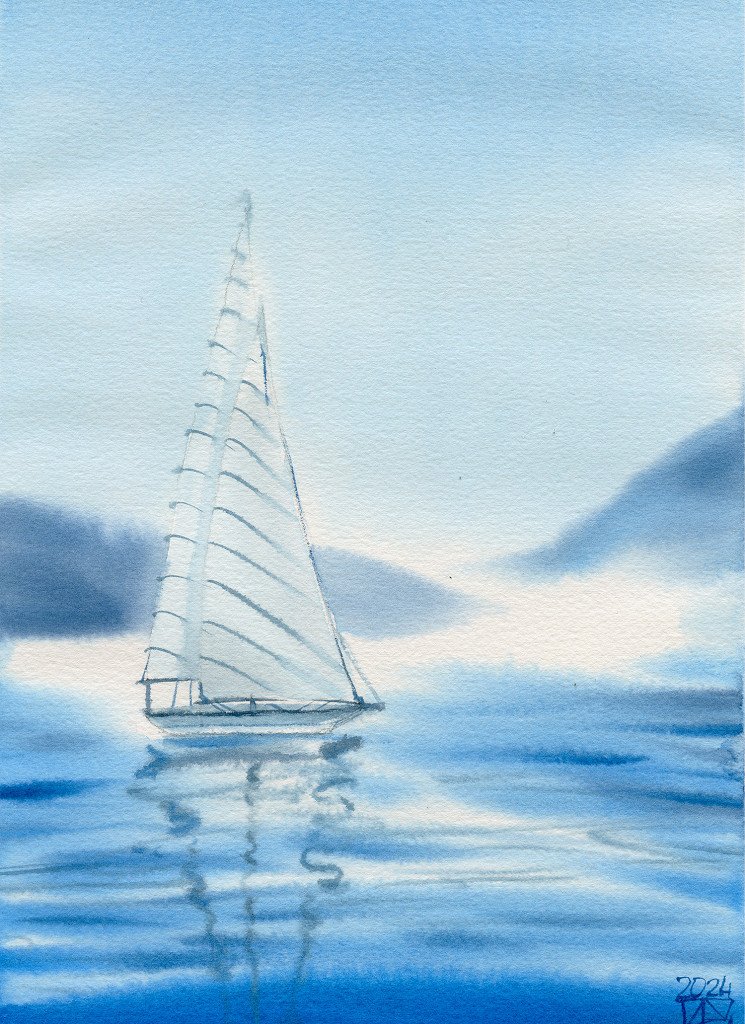 Solitary Sailboat Dreams  - Obra original de Anastasia Zueva