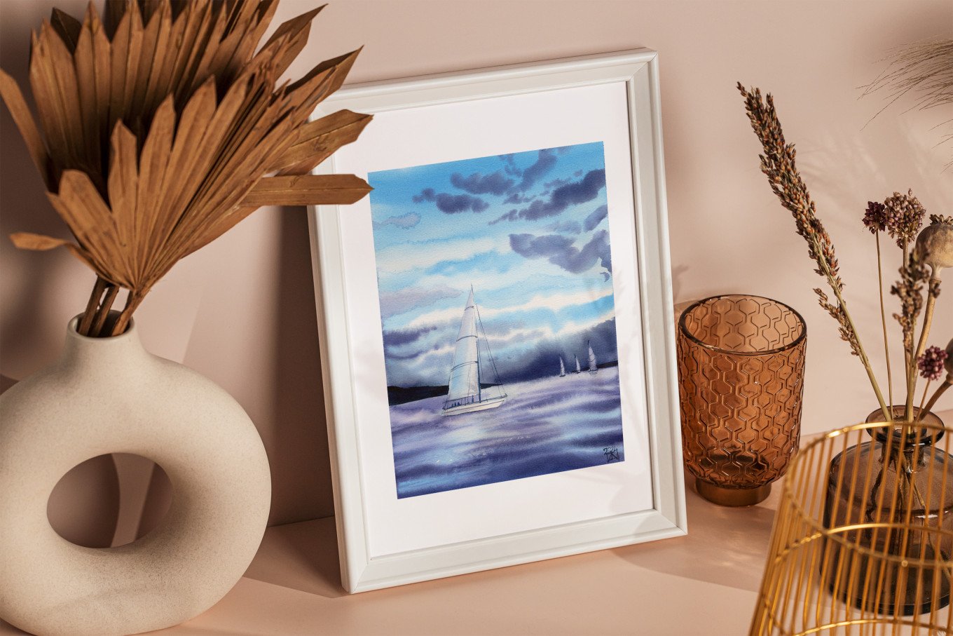 Winter Sunset Sailboats